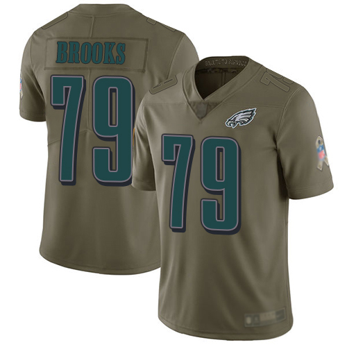 Men Philadelphia Eagles #79 Brandon Brooks Limited Olive 2017 Salute to Service Football NFL Jersey
